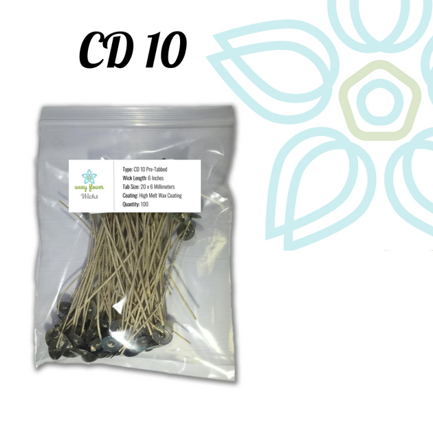 CDN-10 Pretabbed Wick 6 inch - 10 Pack