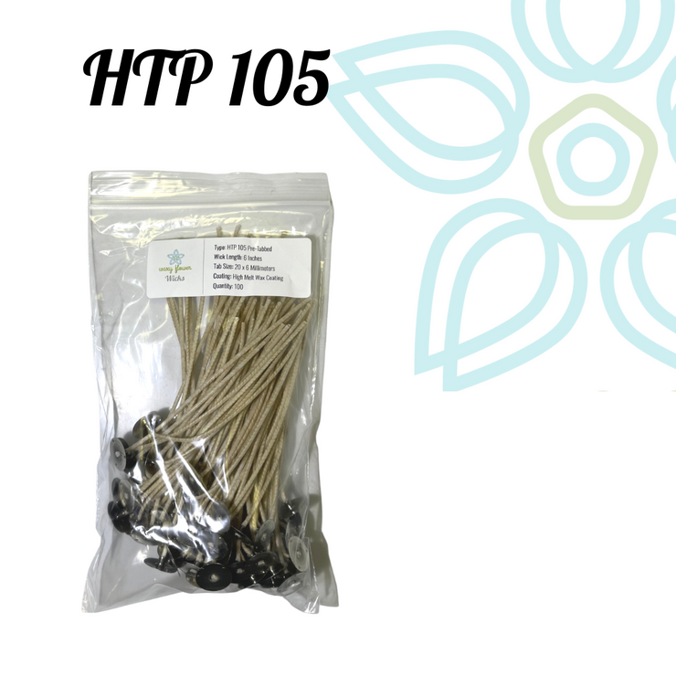 HTP 105- 6" PreTabbed Wick (Pack of 100)
